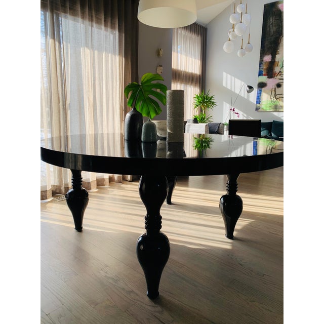 Black Lacquer Round Dining Table Chairish