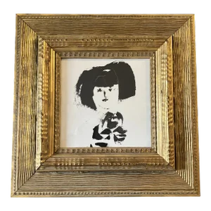 Contemporary Original Abstract Female Portrait Painting Chunky/Heavy Gold Frame