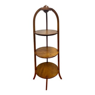 Early 20th Century Antique Oak and Maple Etagere With Three Shelves For Sale