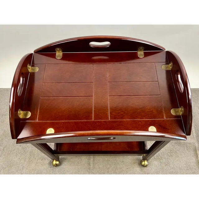 English English Style Bombay Company Butler's Tray Table Cherry Wood Drop Leaf Serving For Sale - Image 3 of 17