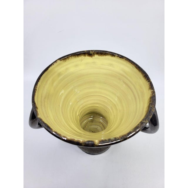 Black Vintage Vase with Handles in Metallic Black Ceramic from Jean Austruy, France, 1950s For Sale - Image 8 of 12