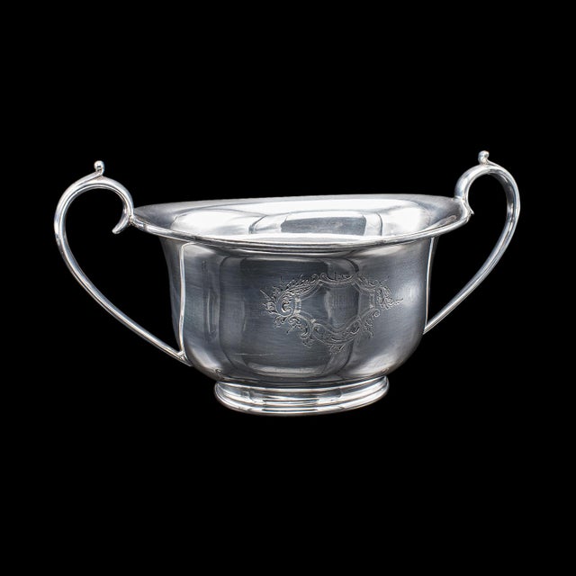 English Antique Sugar Dish & Creamer Duo, English Silver Plate, Coffee Service Set, 1920 For Sale - Image 3 of 12