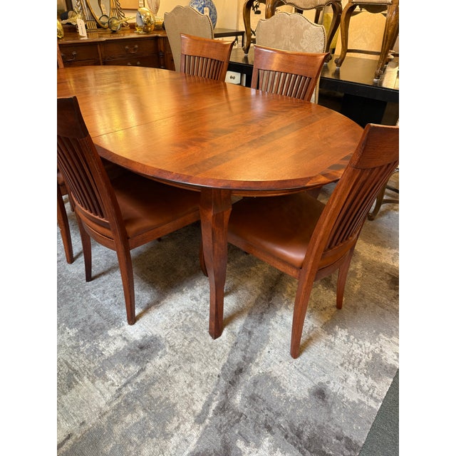 Late 20th Century Traditional Queen Anne Extension Dining Table + Six Dinec Side Chairs, Set For Sale - Image 5 of 12