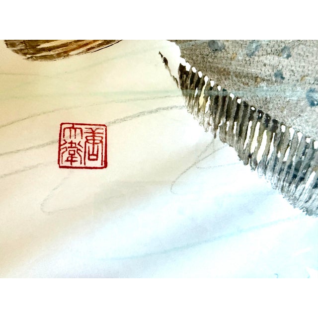 Brown Vintage Original Gyotaku Fish Print “Windowpane” by David J. Denick | Framed Coastal Fishing Art, Signed For Sale - Image 8 of 12