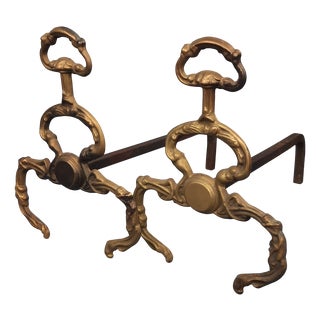 Handmade Fireplace Andirons in Iron and Brass, Italy, 1960s, Set of 2 For Sale