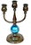 Pair Tiffany Studios No. 1312 Patinated Bronze & Blue Favrile Glass Candelabra For Sale - Image 9 of 16