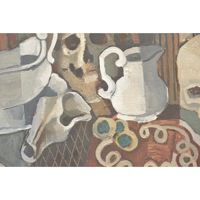 An oil painting in the style of George Braque's still lifes, executed in the early 1950s. An existentialist still life...