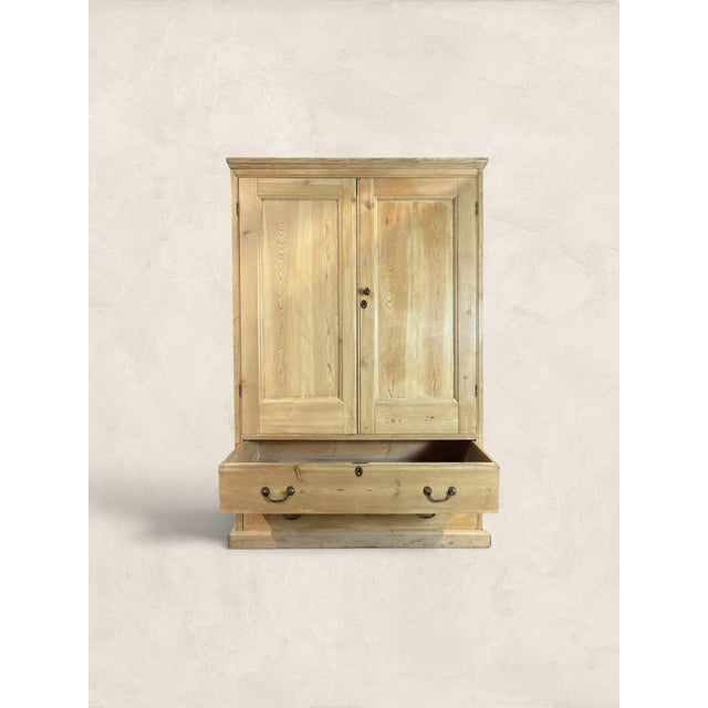 Antique English Pine Wardrobe Linen Press Amoire Cupboard For Sale In Tampa - Image 6 of 11