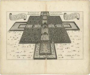 Antique Map of the Imperial Court in Peking China, 1665