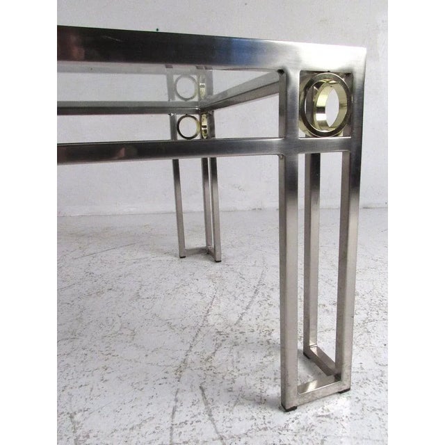 Modern Chrome and Brass Coffee Table For Sale In New York - Image 6 of 10