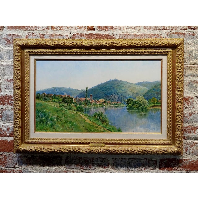 Mario Carl-Rosa-19th Century Picturesque French Town by the River-Oil Painting For Sale - Image 12 of 12