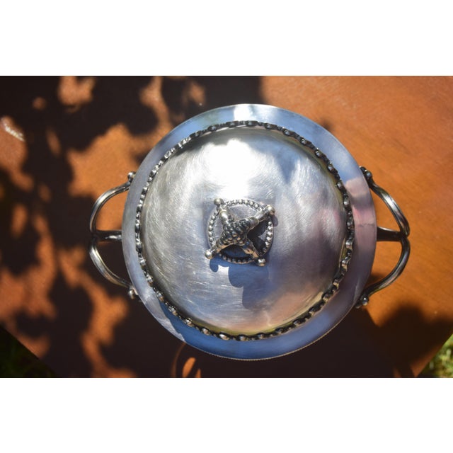 Late 19th Century 1890s Late Victorian English Silverplate & Frosted Glass Covered Candy Dish For Sale - Image 5 of 7