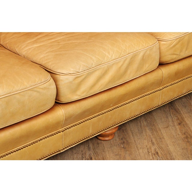 Early 21st Century Leathercraft Traditional Tan Leather Upholstered