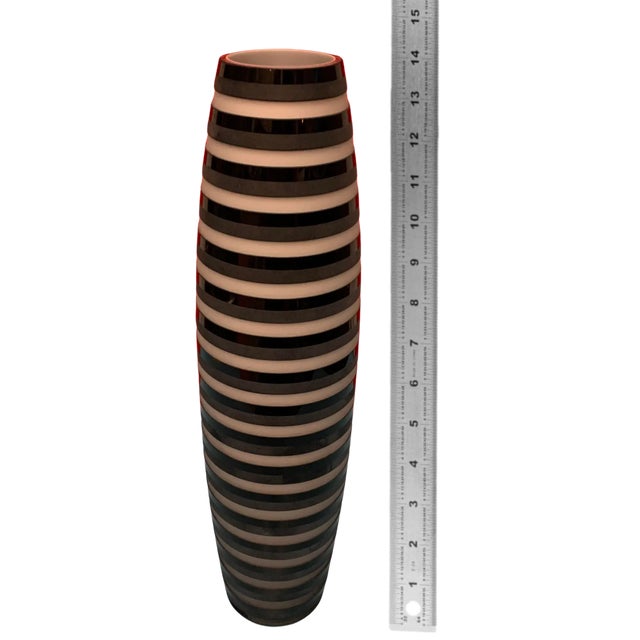 Art Glass Black White Gray Striped Vase For Sale - Image 18 of 18