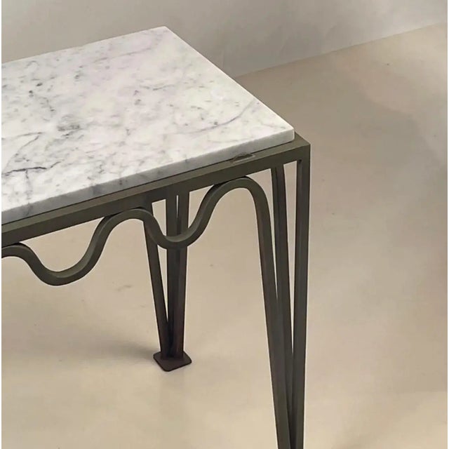 'Méandre' Verdigris and Marble Side or End Table by Design Frères For Sale - Image 4 of 7