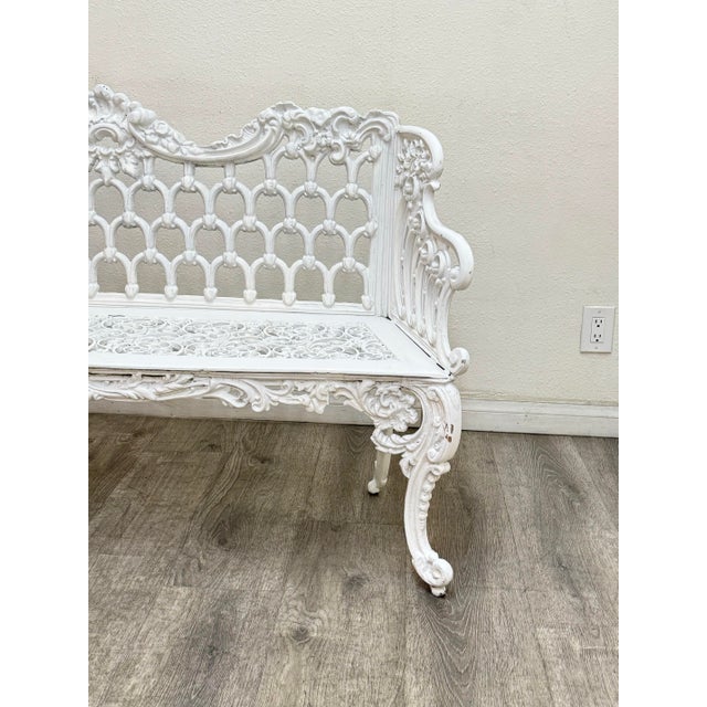 Vintage Cast Aluminum Outdoor Bench For Sale - Image 9 of 10