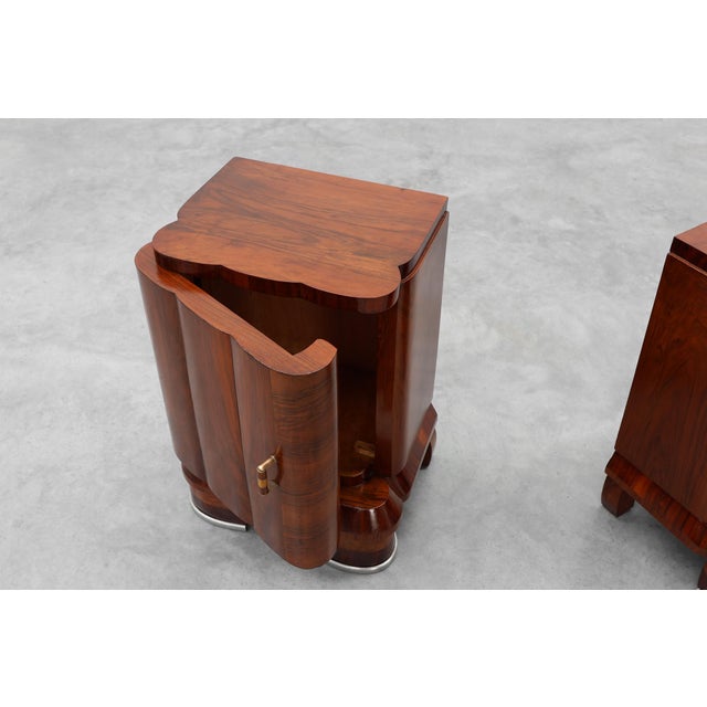 Wood Art Deco Nightstands in Walnut, Italy, 1920s, Set of 2 For Sale - Image 7 of 18