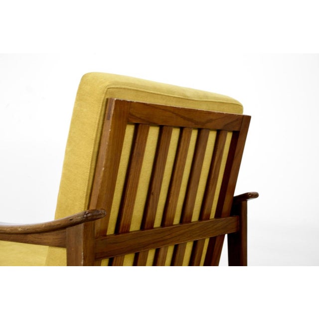 Mid-Century Modern Mid-Century Italian Armchair in Teak and Mustard Velvet, 1960s For Sale - Image 3 of 9