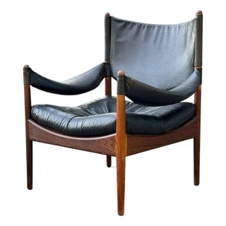 Kristian Vedel Modus Lounge Chair for Søren Willadsen | Rosewood & Black Leather | Denmark 1960s For Sale