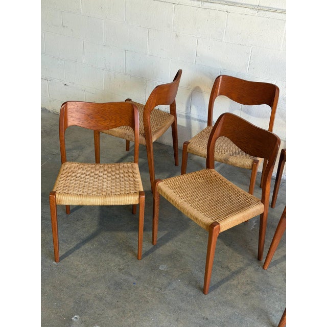 j.l. Moller Oak Model 71 Dining Chairs Set of 6 Cord Seats Denmark 1960s For Sale - Image 11 of 11