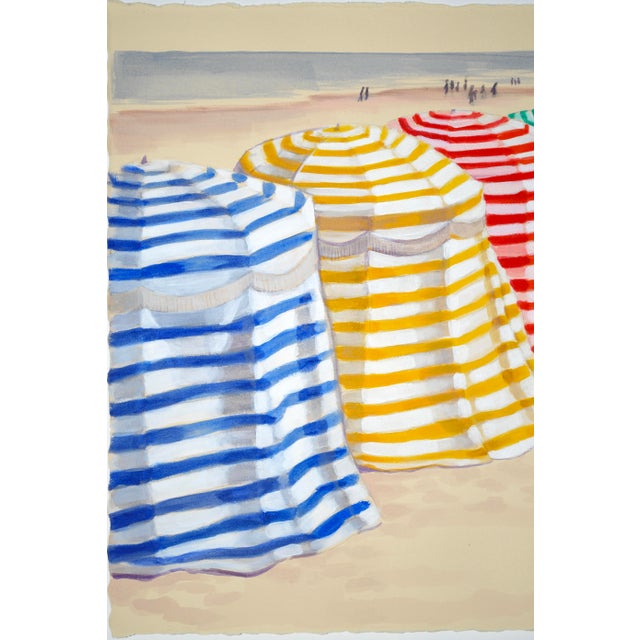Biarritz Beach Tents Contemporary Acrylic Painting For Sale - Image 4 of 6