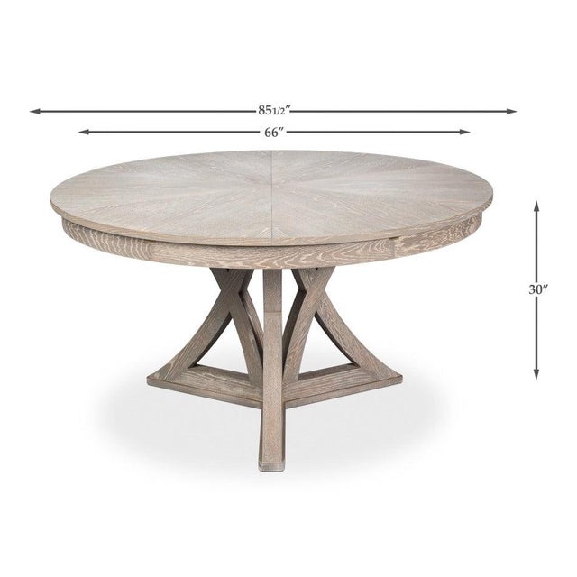 Transitional Round Dining Table, Large - Grey Oak For Sale - Image 11 of 11