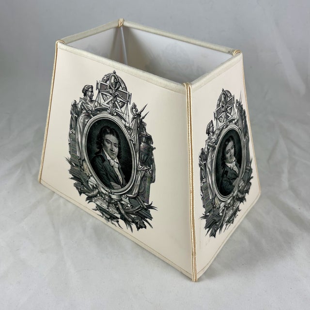 Handmade French Vellum Printed Lampshade, a NeoClassical Empire