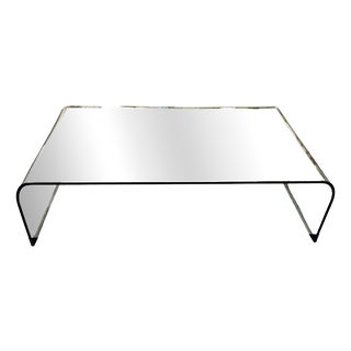 Curved Glass Coffee Table with Waterfall Effect, 1980s For Sale