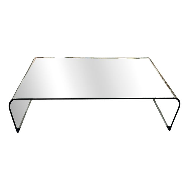 Curved Glass Coffee Table with Waterfall Effect, 1980s For Sale