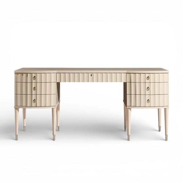 Barbara Barry for Baker Furniture Vanity Desk This desk measures: 66.25 wide x 21.75 deep x 30.25 high, with a chair...