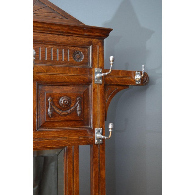 Wood Victorian Oak Hall Stand in the style of Christopher Dresser, 1890s For Sale - Image 7 of 18