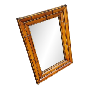 Vintage Bamboo and Rattan Wall Mirror - Made in Italy