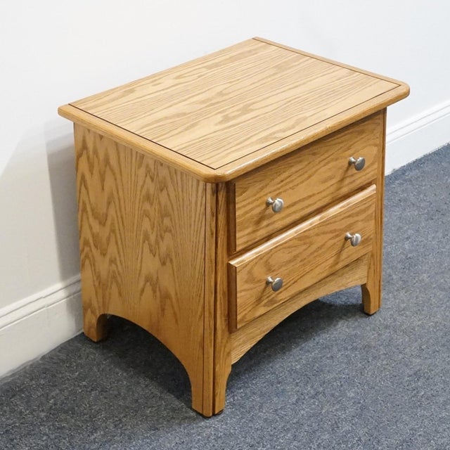 Ragazzi Furniture Solid Oak Early American Country 23" Two Drawer Nightstand - Made in Quebec For Sale - Image 4 of 13