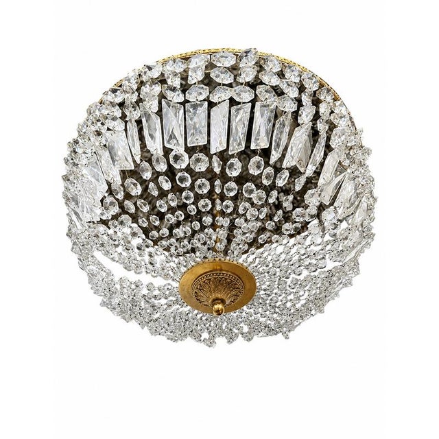 Empire Ceiling Lamp in Crystal and Gilded Bronze, 1980s For Sale - Image 3 of 9