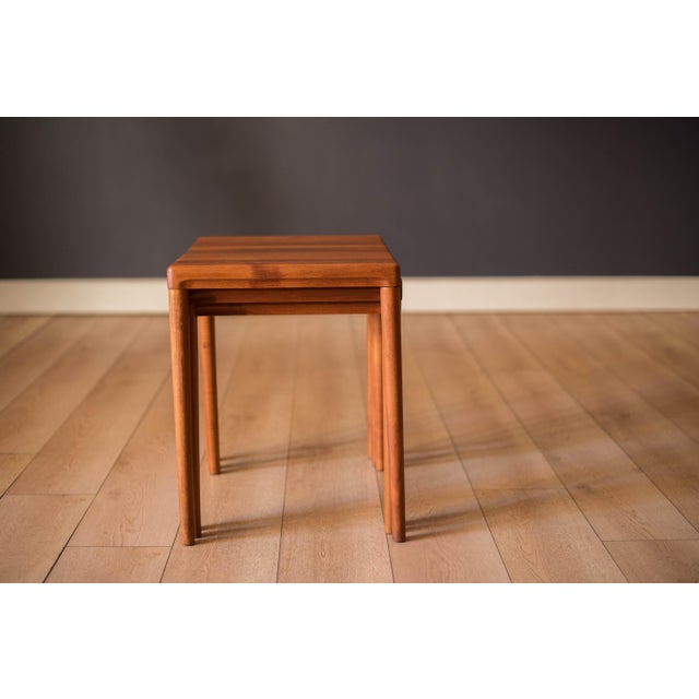 Danish Modern Solid Teak Set of Nesting End Tables by h.w. Klein for Bramin For Sale - Image 10 of 17