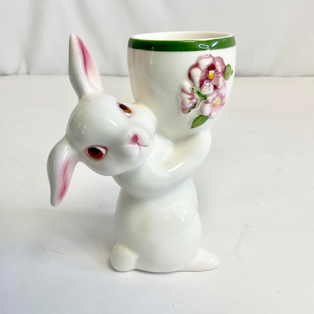1981 Vintage Whimsical Boho Chic Bunny Egg Cup - Easter For Sale - Image 9 of 10