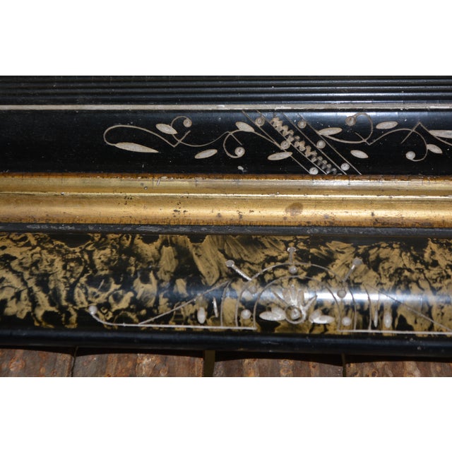 Vintage Gold / Black Mother of Pearl / Faux Marbleized Deep Picture Frame Cherub Arrow For Sale - Image 11 of 13