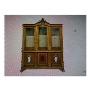 1960 Superb Quality Italian Display Cabinet Brass Work and Inlay For Sale