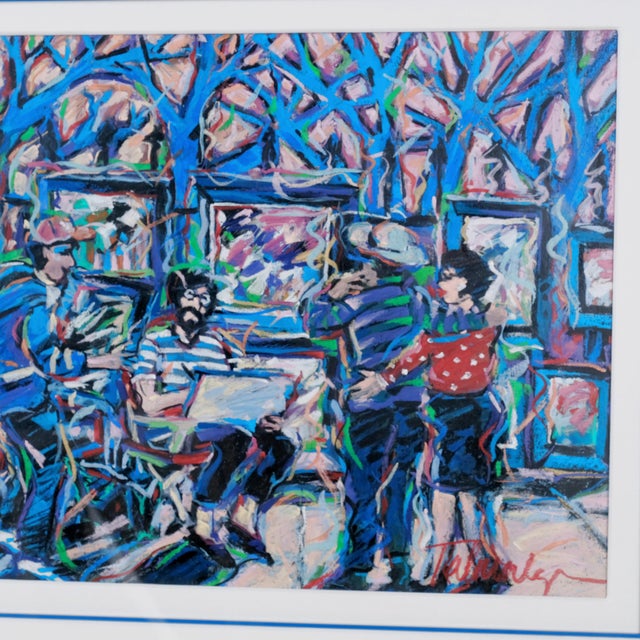 Late 20th Century James Talmadge "People on the Street" One of a Kind Original Framed & Matted Acrylic Painting Excellent Painting and Matting For Sale - Image 4 of 7