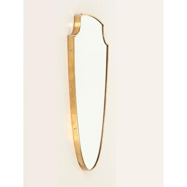 Italian Shield-Shaped Brass Mirror attributed to Gio Ponti, Italy, 1950s For Sale - Image 10 of 13