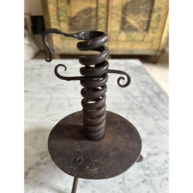 18th Century Alpine Iron Spiral Candleholder, 1730s For Sale - Image 3 of 17