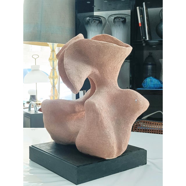 Adriana Montariello, Organic Ceramic Sculpture on a Wooden Base, 1990s, Ceramic and Compressed Wood For Sale - Image 12 of 13