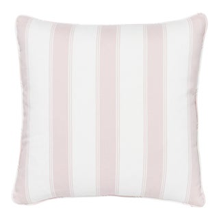 Schumacher X Veere Grenney Rafe Stripe 20" Pillow in Pink & White For Sale