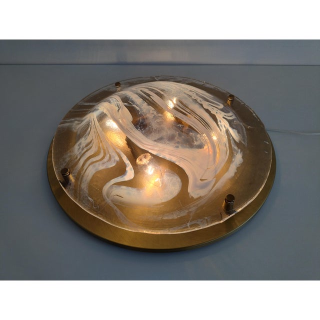 Large Flush Mount in Brass and Murano Glass from Hillebrand Lighting, 1970s For Sale - Image 12 of 18