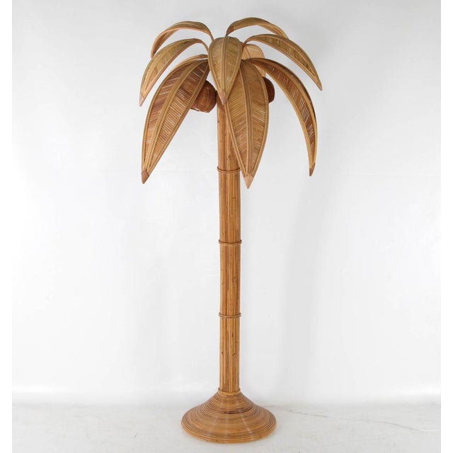 Palm Tree Floor Lamp in Rattan For Sale - Image 6 of 18