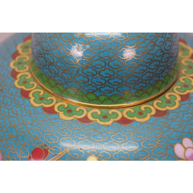 Antique Chinese Brass Cloisonne Enamel Cherry Blossom Ginger Jar Vase Urn 7" For Sale - Image 14 of 16