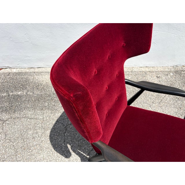 1940s Wingback Armchair Attributed to Eva & Nils Koppel for Slagelse Møbelværk, Denmark, Mohair For Sale - Image 12 of 18