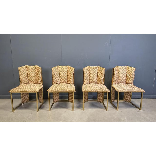 N. 6 Chairs in Brass Metal and Wicker from Mario Sabot, 1970s, Set of 4 For Sale - Image 11 of 13