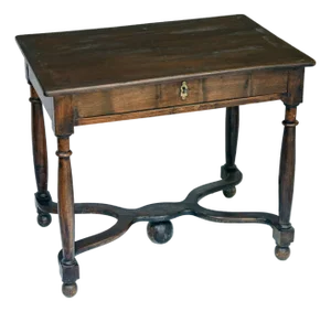 18th Cen.,French Louis XIII Style Walnut Side Table With Curving X-Form Stretcher