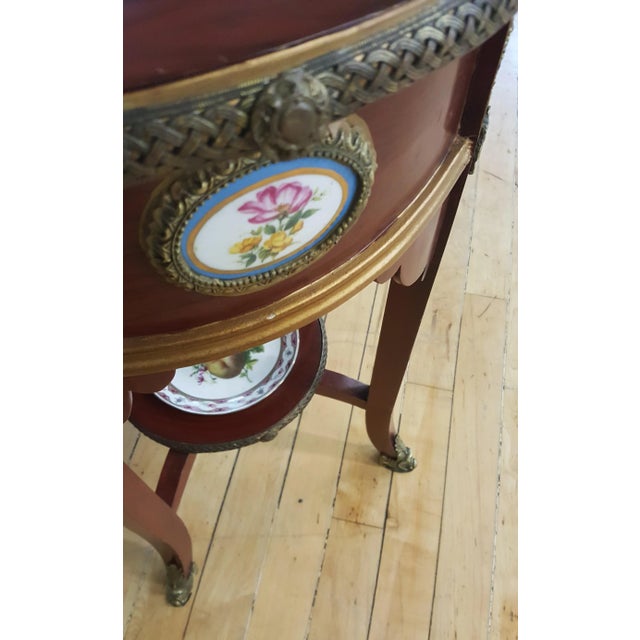 2000 - 2009 Sarreid Ltd. Haviland Cherry Wood & China Side Table For Sale - Image 5 of 10